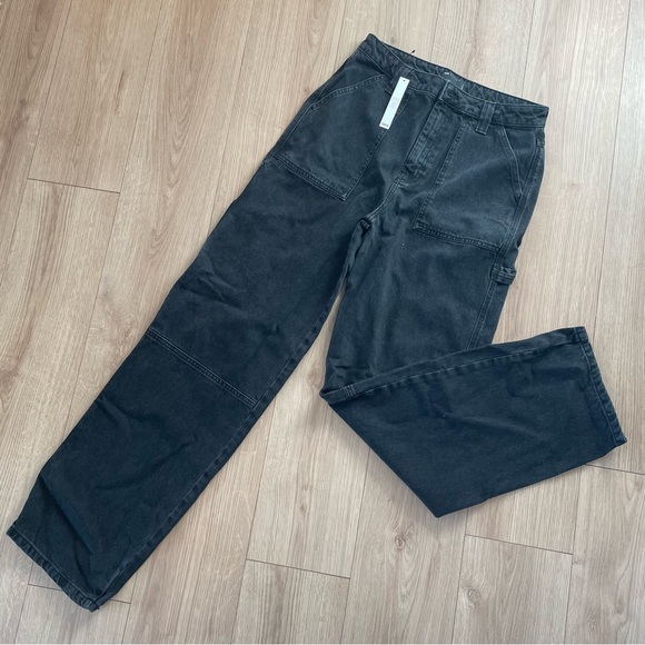 Women’s TALL / LONG Baggy Black Cargo Denim Pants - Picture 1 of 6